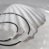 Colier cu perla naturala biwa si spinel cu argint 40 cm DiAmanti 232-48-G
